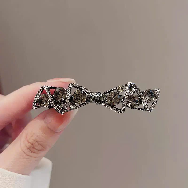 Kẹp bấm NƠ ĐÁ ĐEN XÁM cao cấp, kep nửa tóc sau, phụ kiện kẹp tóc đep độc đáo, quà tặng xinh B4343