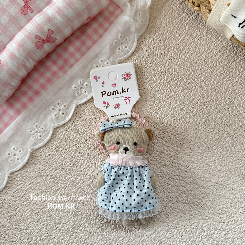 Cột tóc cho bé ĐẦM GẤU XANH CHẤM BI cao cấp thiết kế Hàn quốc thun co giãn tốt, quà tặng cho bé yêu B4687