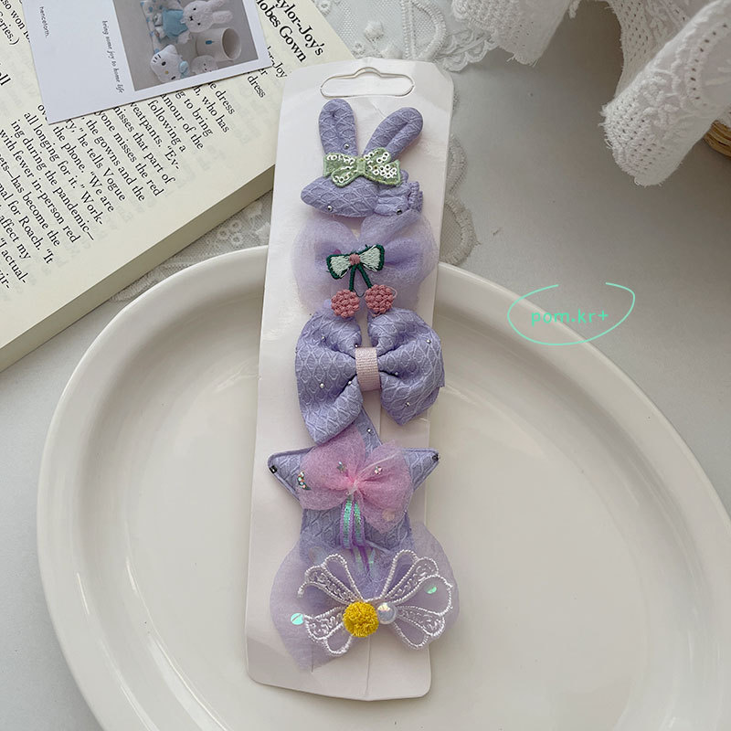 Set kẹp tóc cho bé gái xinh xắn dễ thương THỎ NƠ TÍM, kẹp tóc cho bé gái độc đáo, cao cấp, quà tặng cho bé B4585