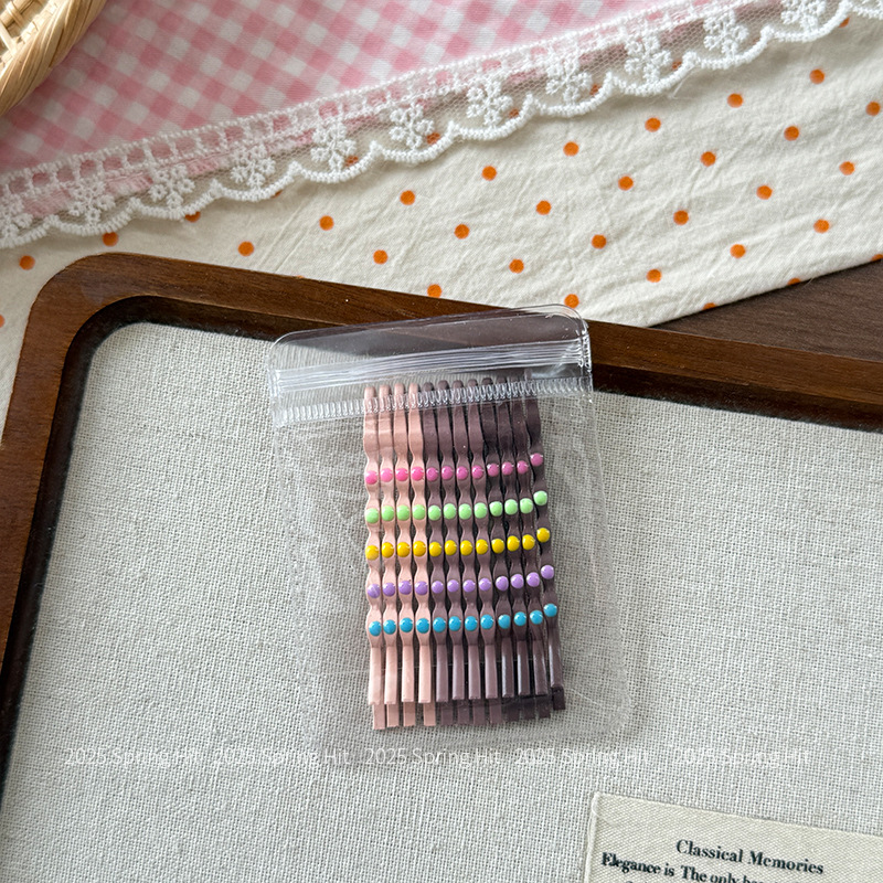 Kep tăm macaron chấm bi NÂU HỒNG, kẹp tóc nữ độc đáo, phụ kiện kẹp tóc cao cấp B4689