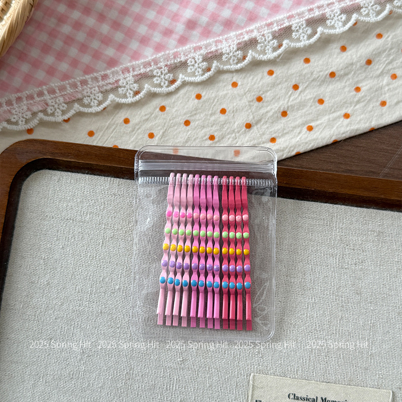 Kep tăm macaron chấm bi HỒNG, phụ kiện kẹp tóc nữ đẹp, kẹp tóc nữ cao cấp đôc đáo B4690