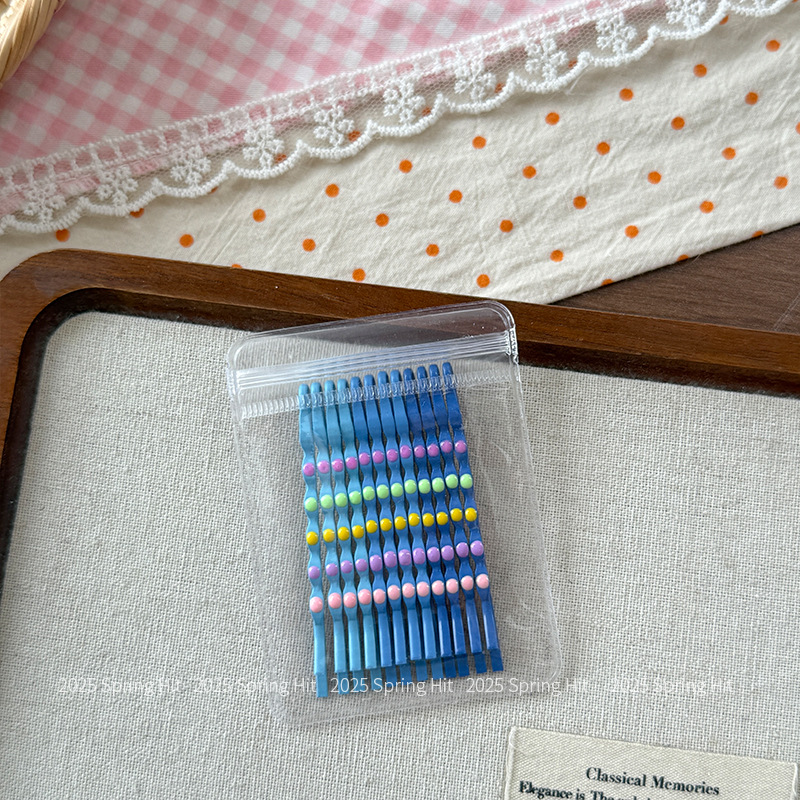 Kep tăm macaron chấm bi TONE XANH DƯƠNG, kẹp baby, kẹp tóc nữ dễ thương, kẹp tóc bé gái B4693