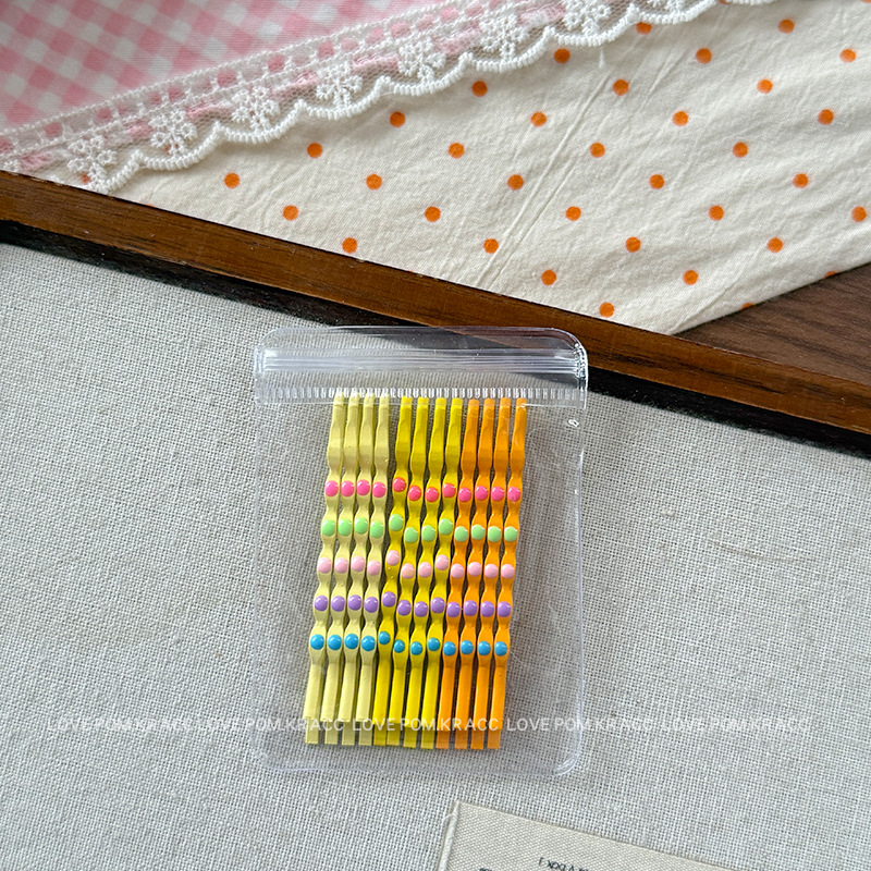 Kep tăm macaron chấm bi TONE VÀNG, kẹp tóc cho bé gái, kẹp baby, phụ kiện kẹp tóc nữ đẹp B4695