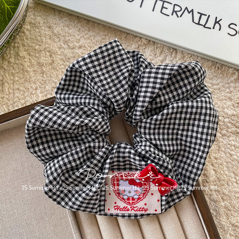 Cột tóc Caro ĐEN TRẮNG NƠ hello kitty, quà tặng đáng yêu cho bé, phụ kiện kẹp tóc cột tóc nữ đẹp B4705