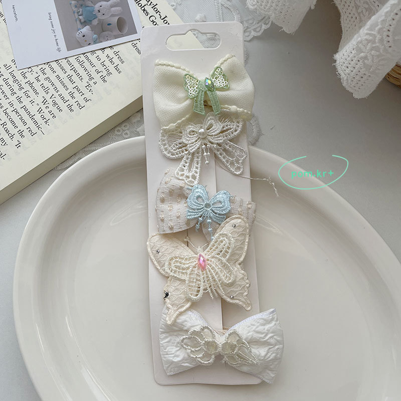 Set kẹp tóc cho bé gái xinh xắn dễ thương NƠ BƯỚM TRẮNG , kẹp tóc cho bé gái độc đáo, cao cấp, quà tặng cho bé B4587
