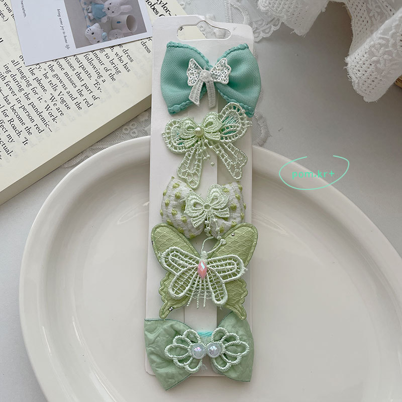 Set kẹp tóc cho bé gái xinh xắn dễ thương NƠ XANH LÁ, kẹp tóc cho bé gái độc đáo, cao cấp, quà tặng cho bé B4588