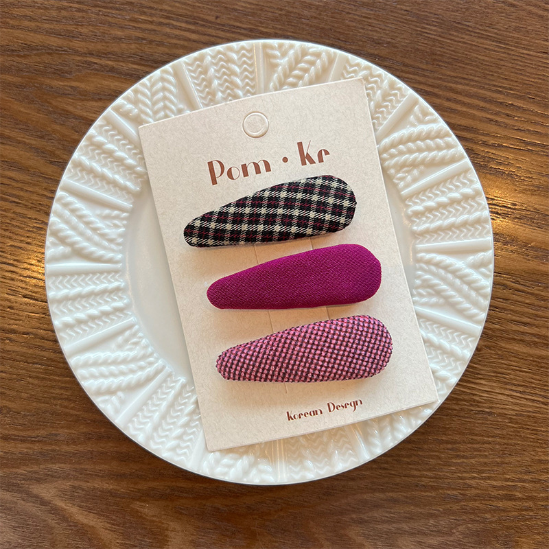 Sét 3 KẸP BẤM tóc tone TÍM dễ thương thiết kế HÀN QUỐC cao cấp, kẹp tóc cho bé dễ thương, quà tặng cho bé B4601