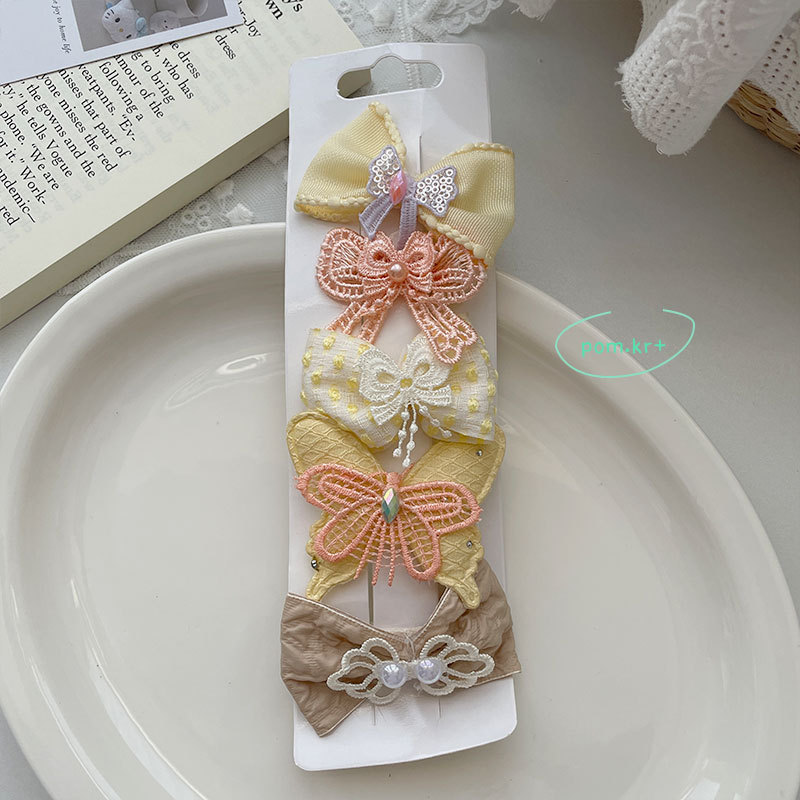 Set kẹp tóc cho bé gái xinh xắn dễ thương NƠ VẢI VÀNG , kẹp tóc cho bé gái độc đáo, cao cấp, quà tặng cho bé B4590