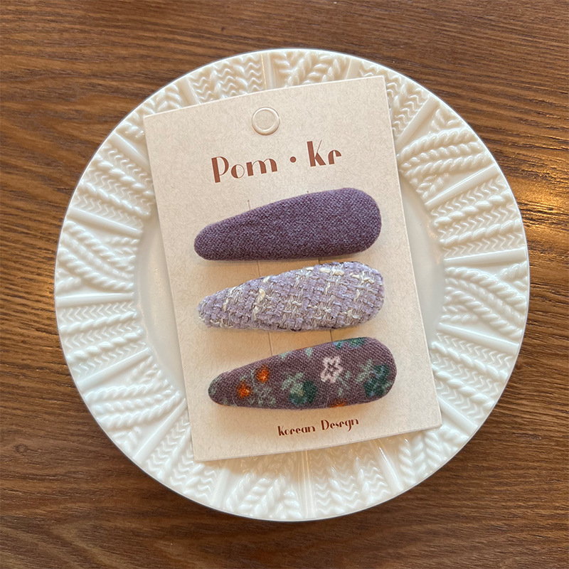 Sét 3 KẸP BẤM tóc tone TÍM dễ thương thiết kế HÀN QUỐC cao cấp, kẹp tóc cho bé dễ thương, quà tặng cho bé B4602