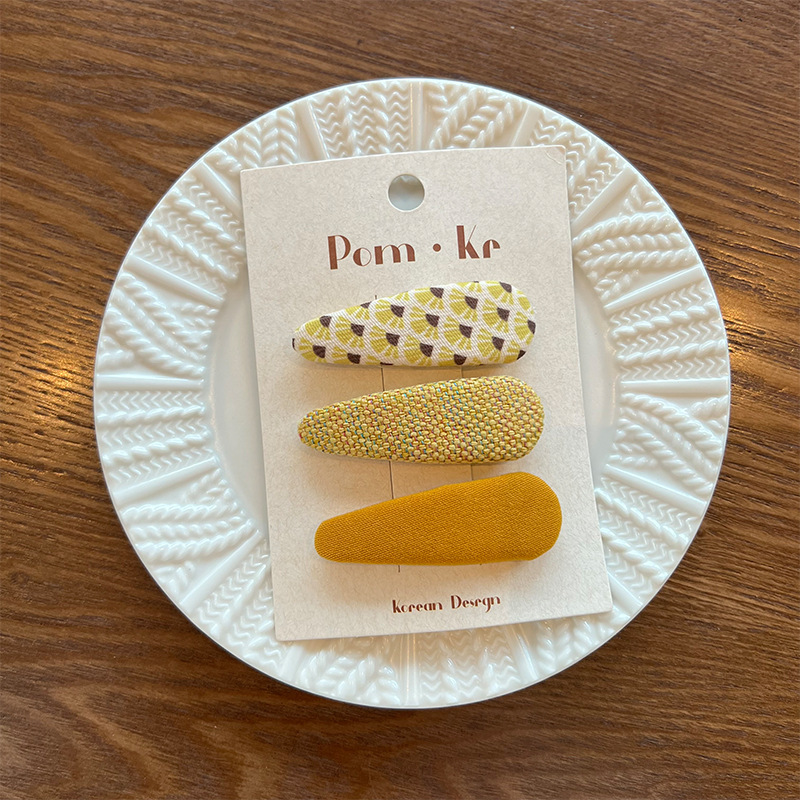 Sét 3 KẸP BẤM tóc tone VÀNG dễ thương thiết kế HÀN QUỐC cao cấp, kẹp tóc cho bé dễ thương, quà tặng cho bé B4604