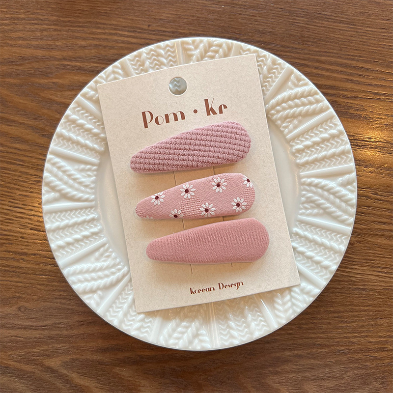 Sét 3 KẸP BẤM tóc tone HỒNG dễ thương thiết kế HÀN QUỐC cao cấp, kẹp tóc cho bé dễ thương, quà tặng cho bé B4605