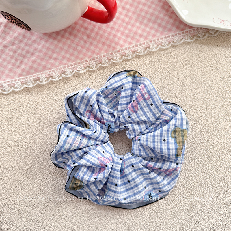 Cột tóc GẤU caro xanh dễ thương, cột tóc nữ đẹp, phụ kiện cột tóc cho bé độc đáo, quà tặng cho bé B4623