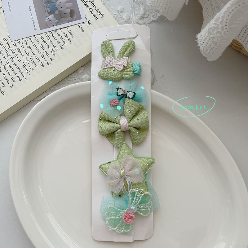 Set kẹp tóc cho bé gái xinh xắn dễ thương THỎ XANH LÁ NƠ, kẹp tóc cho bé gái độc đáo, cao cấp, quà tặng cho bé B4625