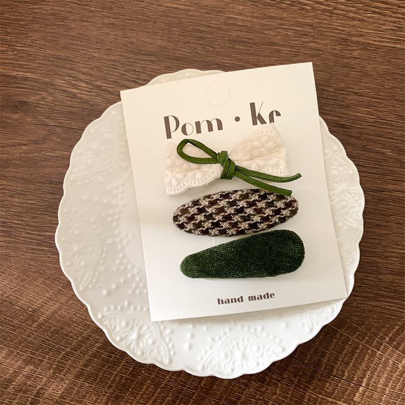 Sét 3 kẹp bấm hình học giọt nước XANH LÁ CÂY màu sắc rực rỡ thiết kế HÀN QUỐC cao cấp, kẹp tóc cho bé, quà tặng đáng yêu cho bé B4629