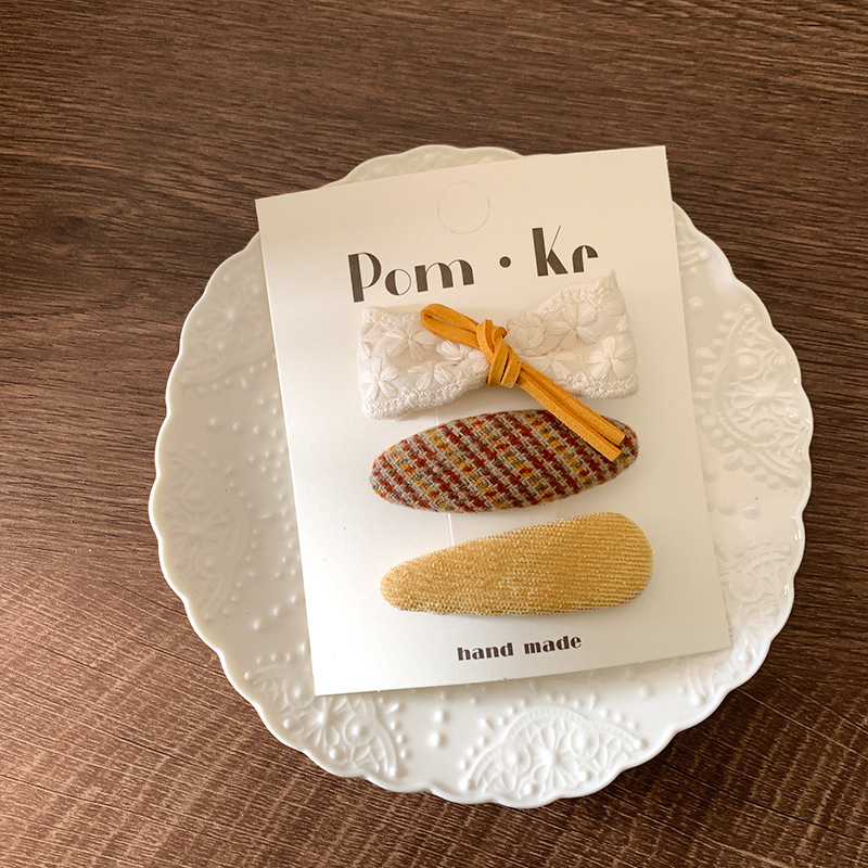 Sét 3 kẹp bấm hình học giọt nước VÀNG  màu sắc rực rỡ thiết kế HÀN QUỐC cao cấp, kẹp tóc cho bé, quà tặng đáng yêu cho bé B4630