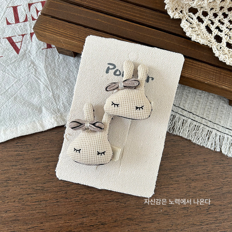 Sét 2 KẸP THỎ KEM nơ dễ thương thiết kế HÀN QUỐC cao cấp độc đáo, kẹp tóc cho bé cao cấp, quà tặng cho bé B4637