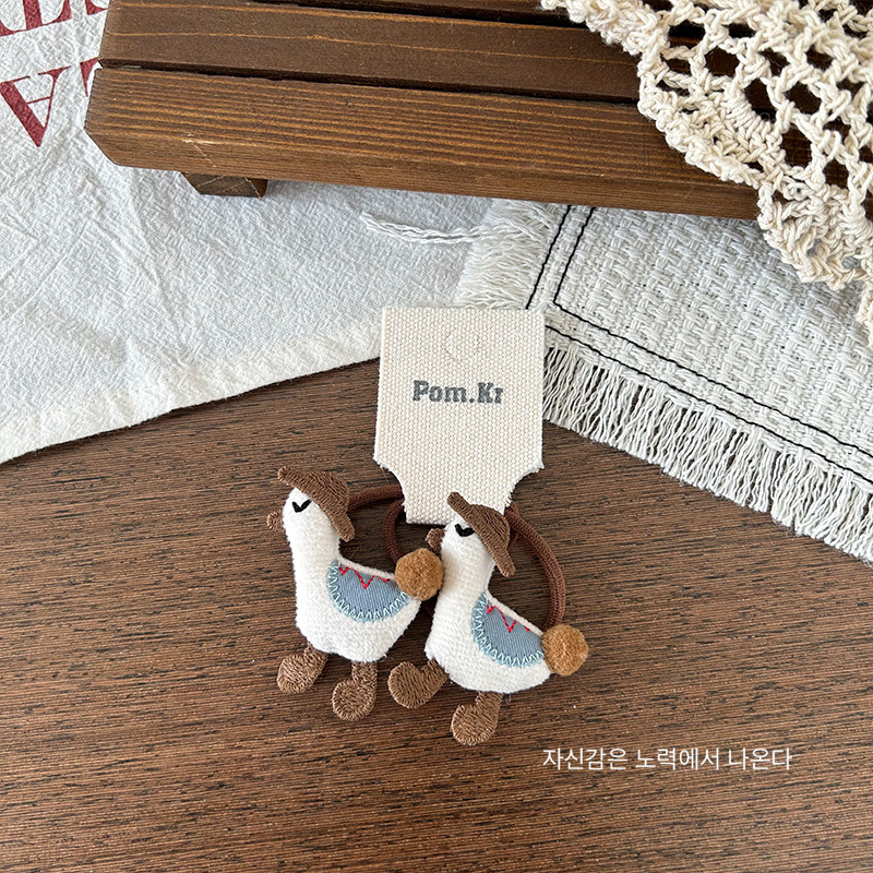 Sét 2 cột tóc CON NGỖNG dễ thương đuôi quả cầu nâu, Cột tóc thiết kế HÀN QUỐC, quà tặng cho bé yêu B4638