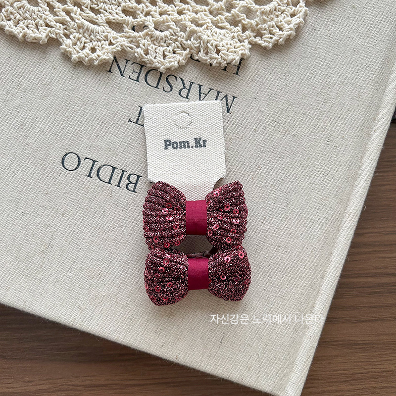 Sét 2 cột tóc NƠ ĐỎ kim tuyến lấp lánh cho bé đính sequin cao cấp, Cột tóc thiết kế HÀN QUỐC, quà tặng cho bé yêuB4640