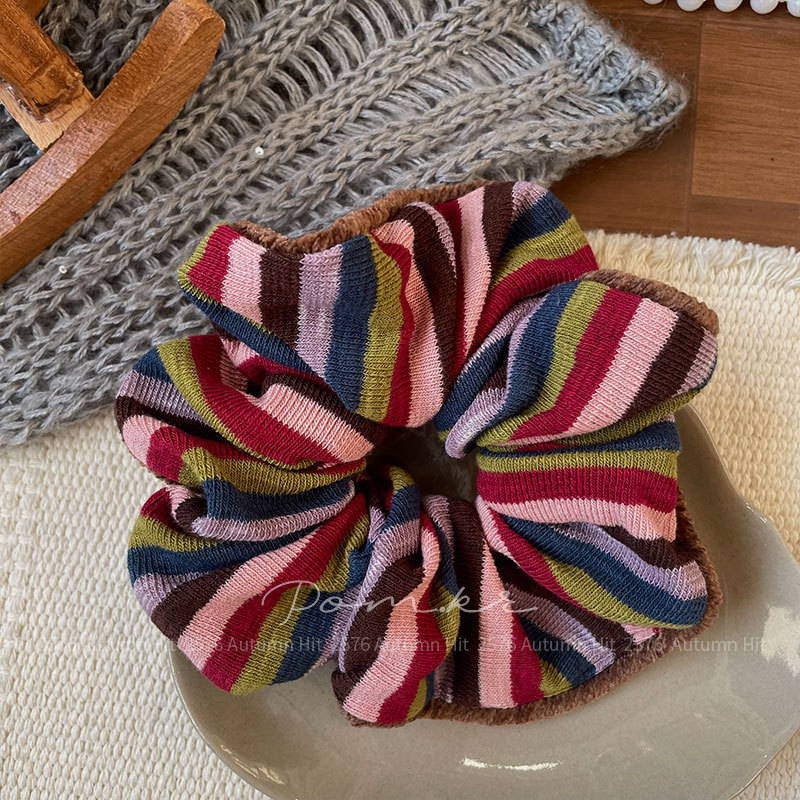 Cột tóc cao cấp LEN ĐỎ NÂU phối màu độc đáo, quà tặng xinh, cột tóc cho bé B4664