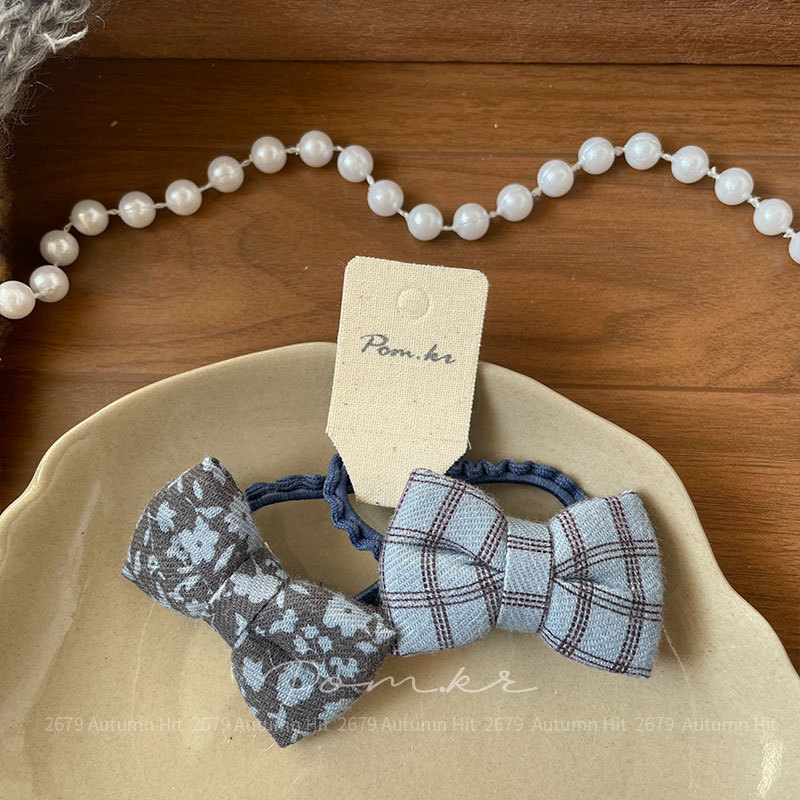 Sét 2 cột tóc  NƠ XANH DƯƠNG caro, Cột tóc thiết kế HÀN QUỐC, quà tặng cho bé yêu B4668