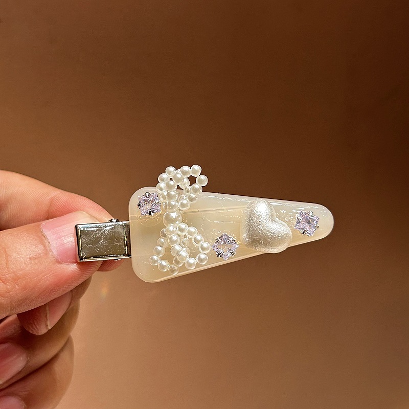 kẹp mỏ vịt Mũi tên ĐÁ NƠ NGỌC thiết kế Hàn Quốc cao cấp độc đáo, phụ kiện kẹp tóc mái sang trọng B4000