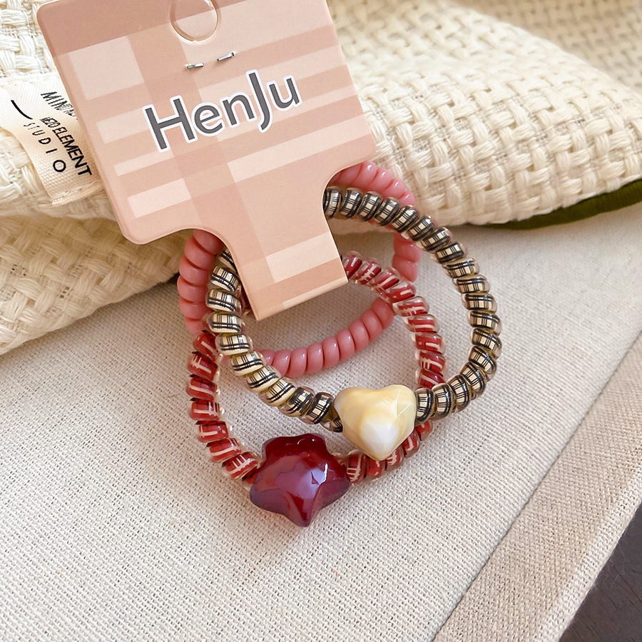 Sét 3 cột tóc lo xo cao cấp màu ĐỎ HỒNG, cột tóc nữ đơn giản cao cấp, phụ kiện cột tóc đẹp thiết kế B4836