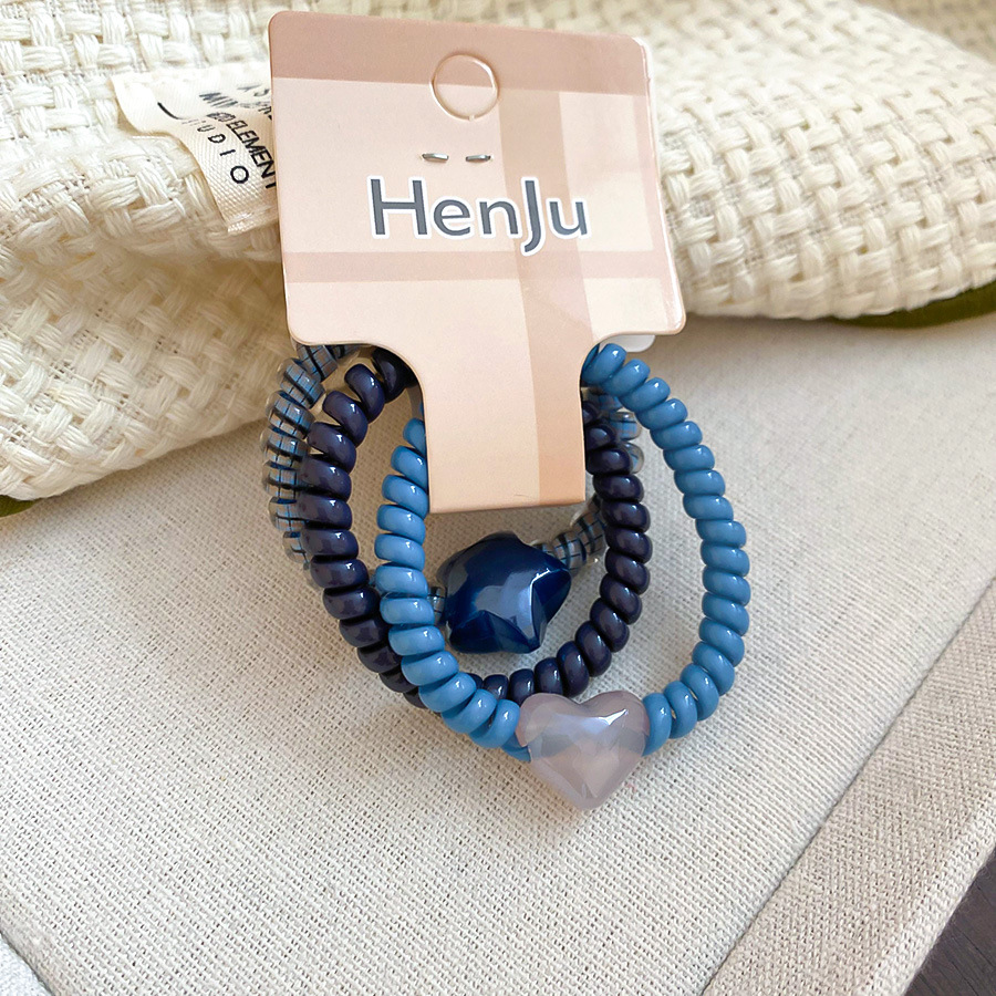 Sét 3 cột tóc lo xo cao cấp màu XANH BIỂN, cột tóc nữ đơn giản cao cấp, phụ kiện cột tóc đẹp thiết kế B4837