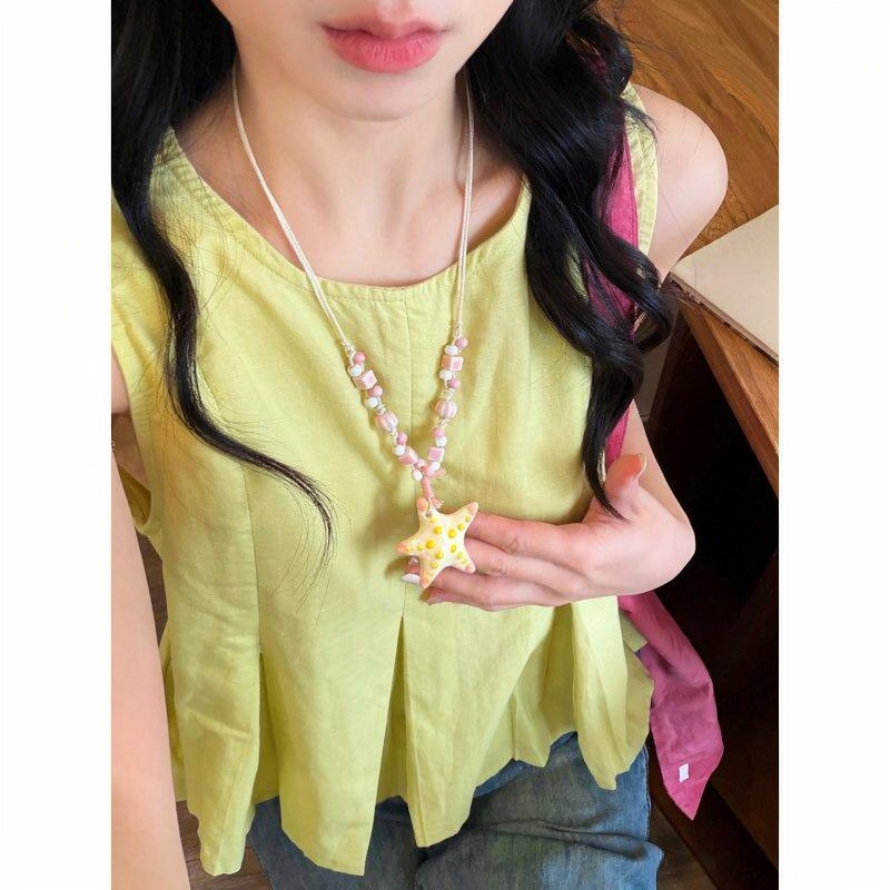 Dây chuyền SAO BIỂN TRẮNG HỒNG đi biển độc đáo, phụ kiện đi biển, vòng cổ đi biển màu sắc rực rỡ ngày hè B4734