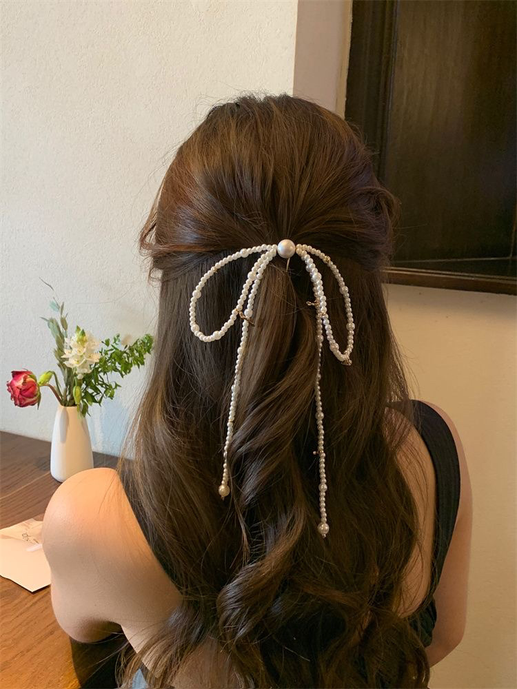 Trâm tóc chữ U ngắn NƠ NGỌC tua rua tiểu thư xinh đẹp độc đáo, phụ kiện tóc nữ đẹp tặng bạn B4063