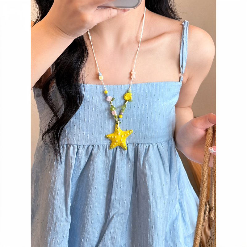 Dây chuyền SAO BIỂN VÀNG đi biển độc đáo, phụ kiện đi biển, vòng cổ đi biển màu sắc rực rỡ ngày hè B4735