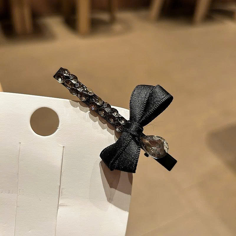 Kẹp mái tóc nữ mỏ vịt NƠ ĐÁ ĐEN, phụ kiện kẹp tóc nữ độc đáo thiết kế Hàn quốc B4045