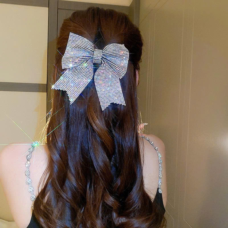 Kẹp tóc bấm NƠ đá cao cấp, phụ kiện kẹp tóc NỮ cao cấp đính đá sang trọng, phụ  kiện kẹp tóc đi tiệc độc đáo B4743