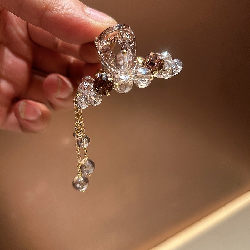 Kẹp gắp nhí nửa tóc sau tua rua pha lê HỒNG TÍM cao cấp, kẹp tóc nữ xinh đẹp thiết kế HÀN QUỐC, quà tặng bạn gái xinh B4026