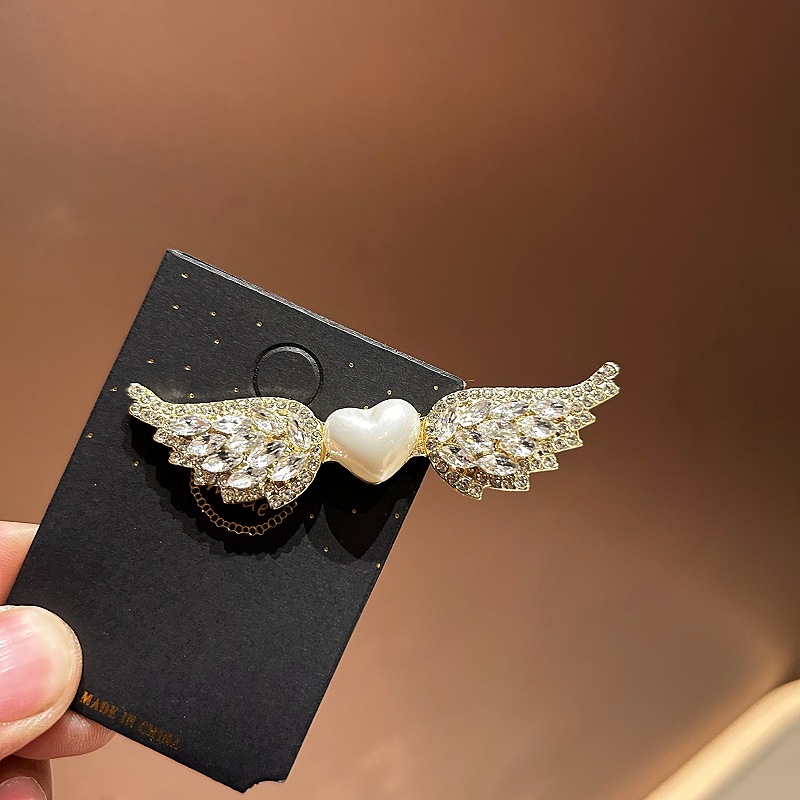 Kẹp tóc mỏ vịt THIÊN THẦN đính đá trái tim, phụ kiện kẹp tóc nữ đẹp độc đáo thiết kế hàn quốc sang trọng B4002