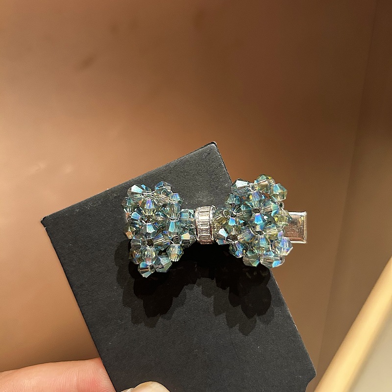 Kẹp mỏ vịt NƠ ĐÁ PHA LÊ Xanh lá cao cấp, Kẹp tóc mái nữ đẹp, phụ kiện kẹp tóc nữ sang trọng độc đáo, quà tặng ý nghĩa B4034