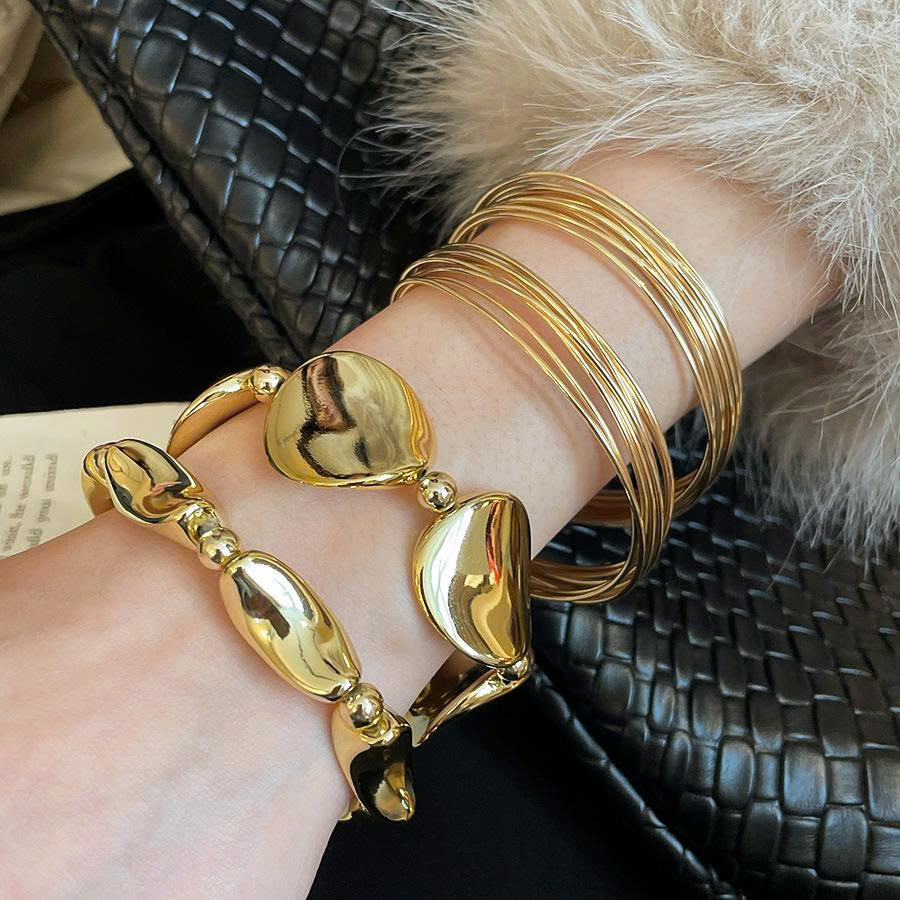 Bộ 3 vòng tay trơn MÀU VÀNG cá tính, vòng tay basic trơn bản lớn sang trọng độc đáo cá tính B4805