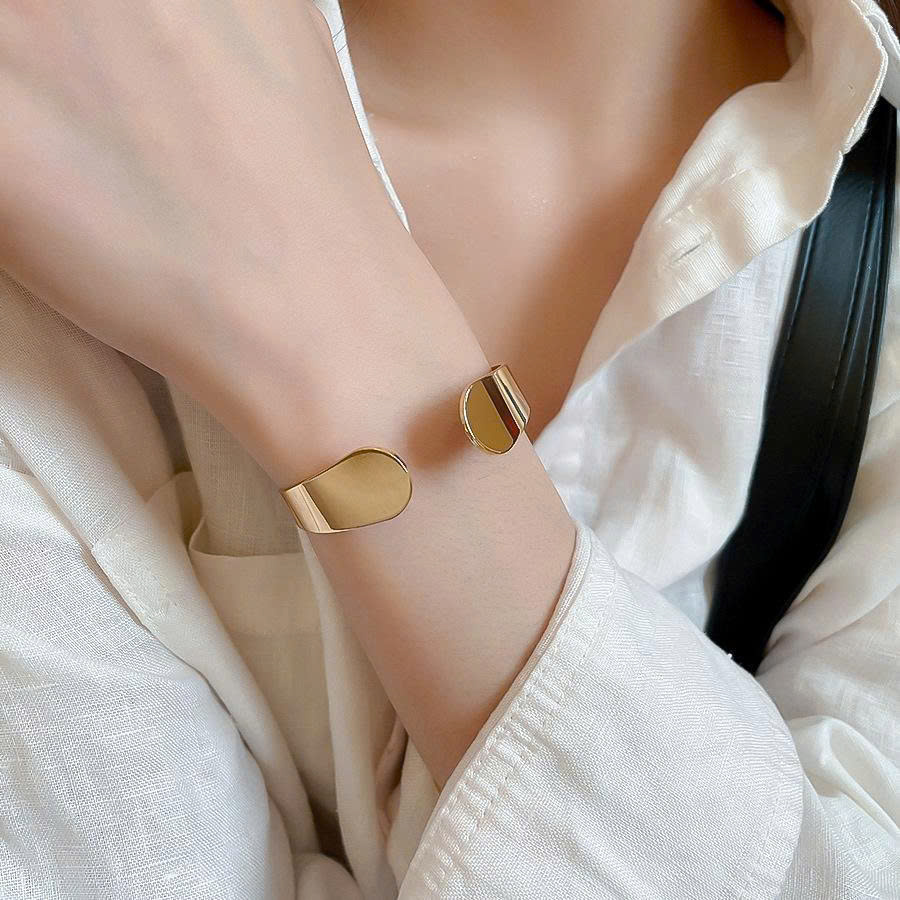 Vòng tay HỞ khối mảnh màu VÀNG, vòng đeo tay cá tính phong cách châu âu độc đáo B4807