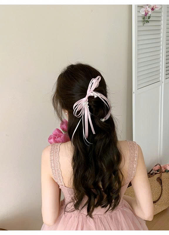 Kẹp mỏ vịt NƠ HỒNG hoa lan, phụ kiện kẹp tóc nữ, kẹp tóc nơ độc đáo, phụ kiện kẹp tóc tiểu thư B4813