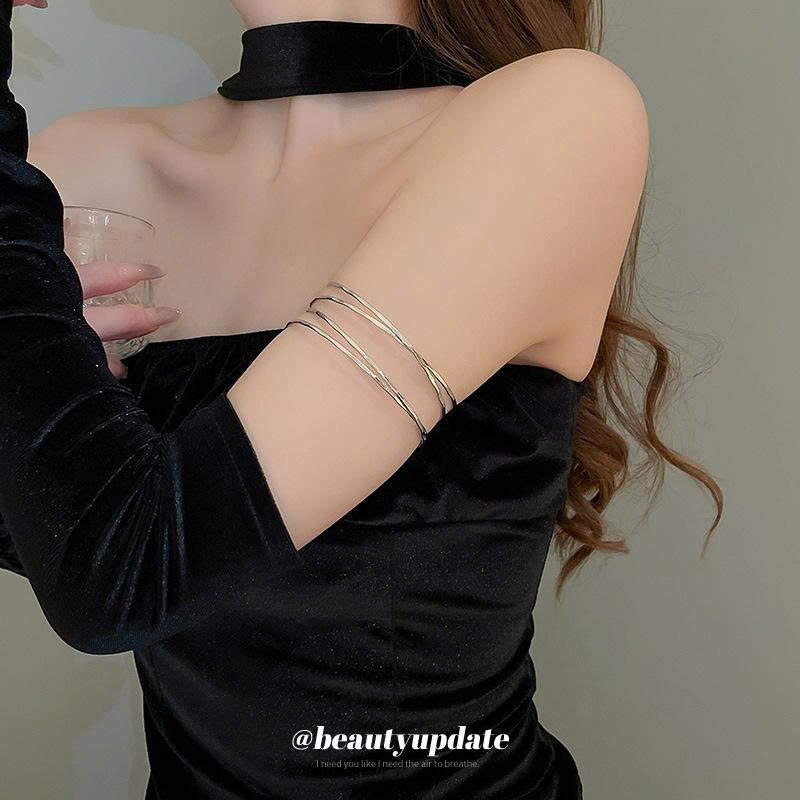 Vòng đeo bắp tay HỞ nhiều vòng màu BẠC, vòng bắp tay cá tính độc đáo phong cách thời trang B4823