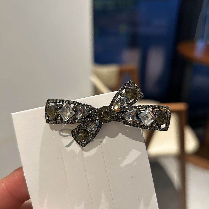 Kẹp mỏ vịt NƠ ĐÁ ĐEN thiết kế Hàn quốc độc đáo, phụ kiện kẹp tóc mái nữ xinh đẹp B4047