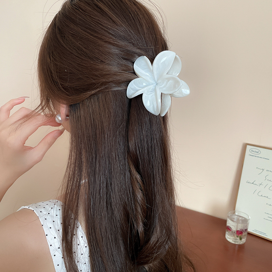 Kẹp gắp tóc HOA SỨ TRẮNG KEM, phụ kiện kẹp tóc nữ độc đáo, kẹp tóc nữ đẹp, phụ kiện kẹp hoa màu sắc B4795