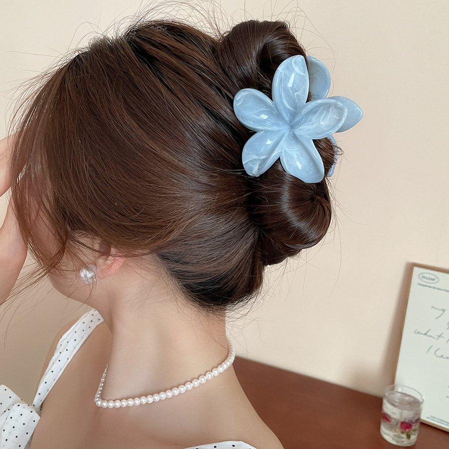 Kẹp gắp tóc HOA SỨ XANH BIỂN, phụ kiện kẹp tóc nữ độc đáo, kẹp tóc nữ đẹp, phụ kiện kẹp hoa màu sắc B4796