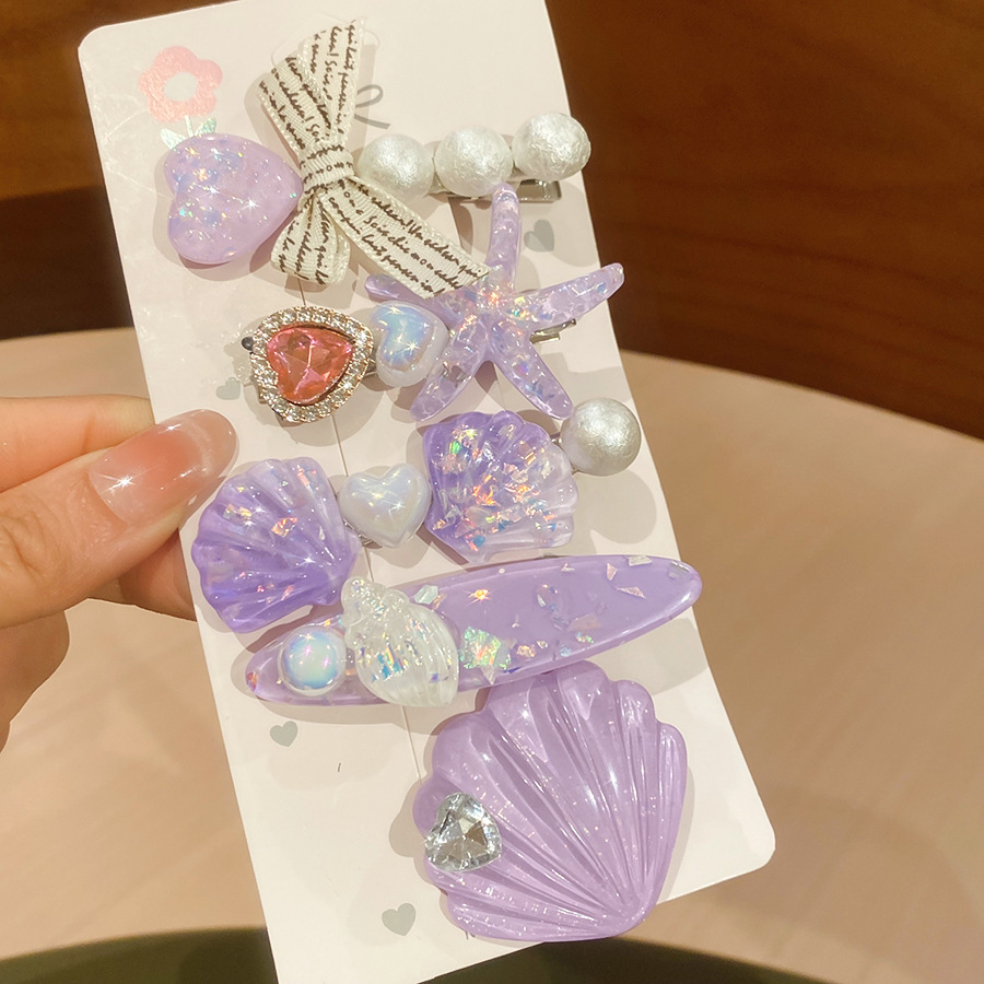 Sét 5 KẸP TÓC SAO BIỂN MÀU TÍM, kẹp tóc đi biển, phụ kiện kẹp tóc đi biển ngày hè B4816