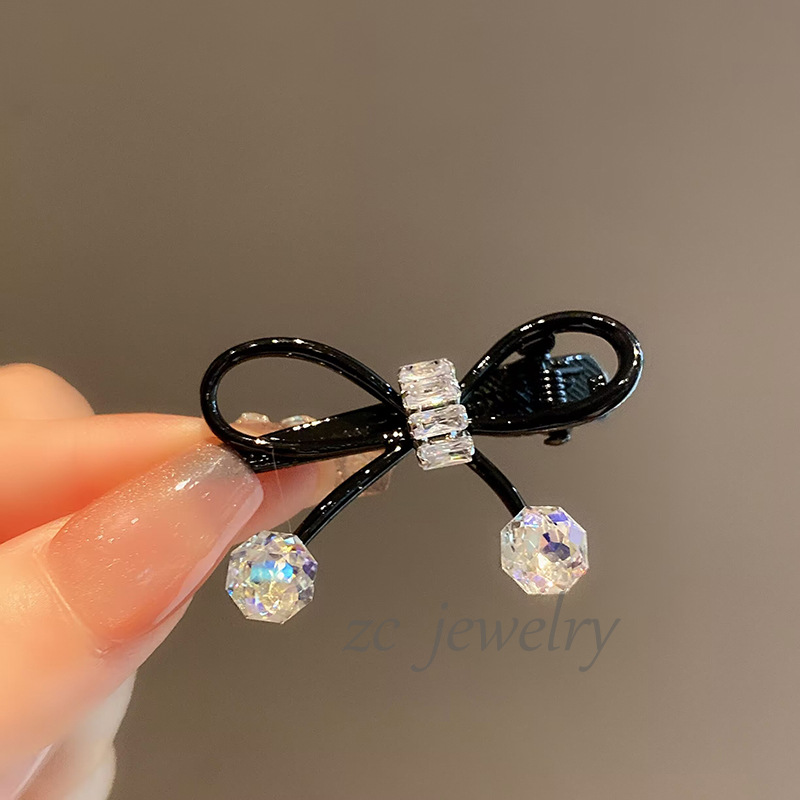 Kẹp mỏ vịt NƠ ĐENđ đính đá cao cấp, kẹp mái tóc nữ dễ thương, quà tặng bạn gái xinh đẹp độc đáo B4126