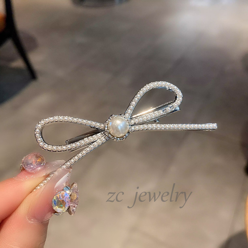 Kẹp mái tóc nữ dạng mỏ vịt NƠ NGỌC, phụ kiện kẹp tóc nữ đẹp độc đáo thiết kế Hàn Quốc dễ thương B4142