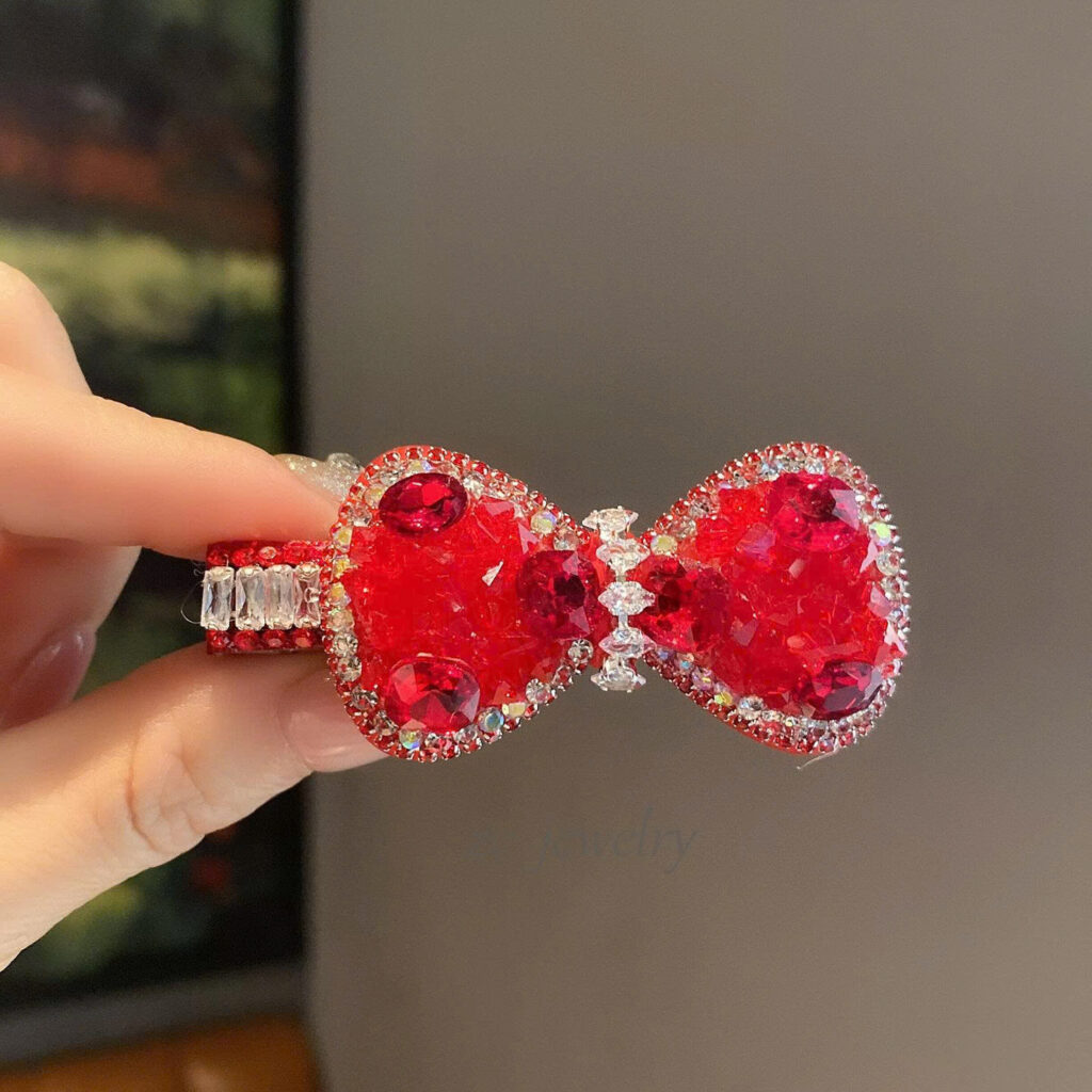 Kẹp mỏ vịt NƠ ĐÁ ĐỎ pha lê cao cấp, phụ kiện kẹp mái tóc nữ thiết kế HÀN QUỐC độc đáo sang trọng, quà tặng ý nghĩa dễ thương B4120