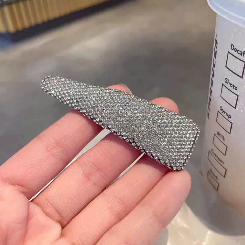 Kẹp bấm mái tam giác ĐÁ TRẮNG lấp lánh, phu kiện kẹp mái tóc nữ độc đáo sang trọng B4004