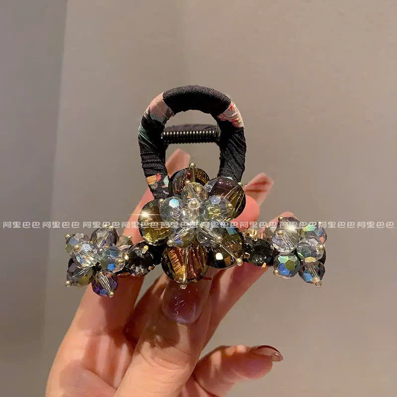 Kẹp càng cua 8cm PHA LÊ ĐEN lấp lánh cao cấp, phụ kiện kẹp tóc nữ cao cấp độc đáo sang trọng, quà tặng ý nghĩa B4031