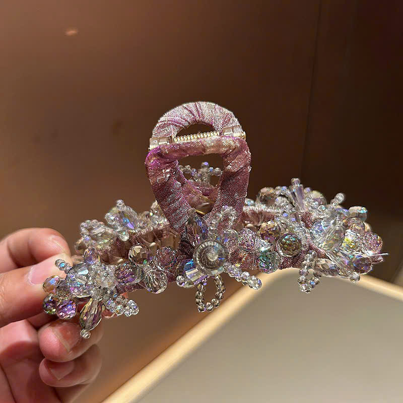 Kẹp gắp lớn PHA LÊ HOA TÍM HỒNG cao cấp, phụ kiện kẹp tóc nữ đẹp độc đáo thiết kế Hàn quốc sang trọng B4007