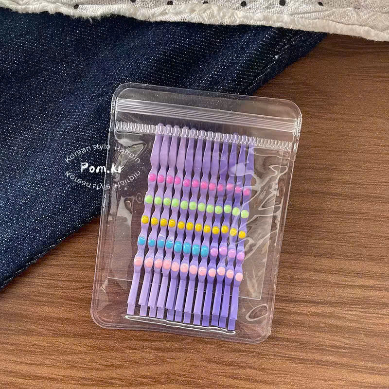 Kep tăm macaron chấm bi TONE TÍM, kẹp tóc nữ độc đáo, phụ kiện kẹp tóc nữ đẹp B4691